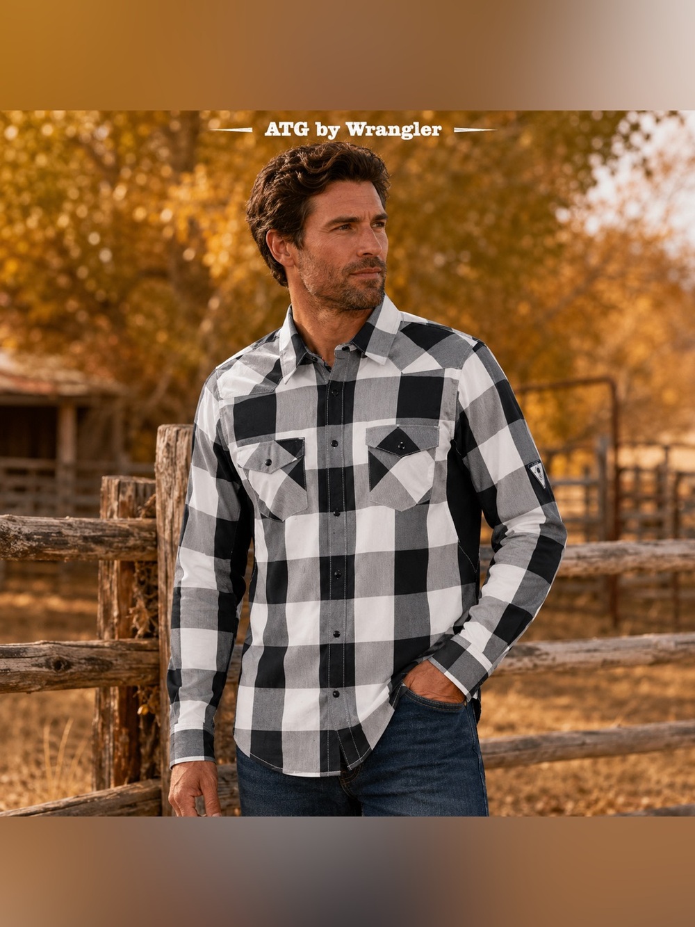 NWT ATG Wrangler Men’s Buffalo Plaid Western Fall Shirt Size S